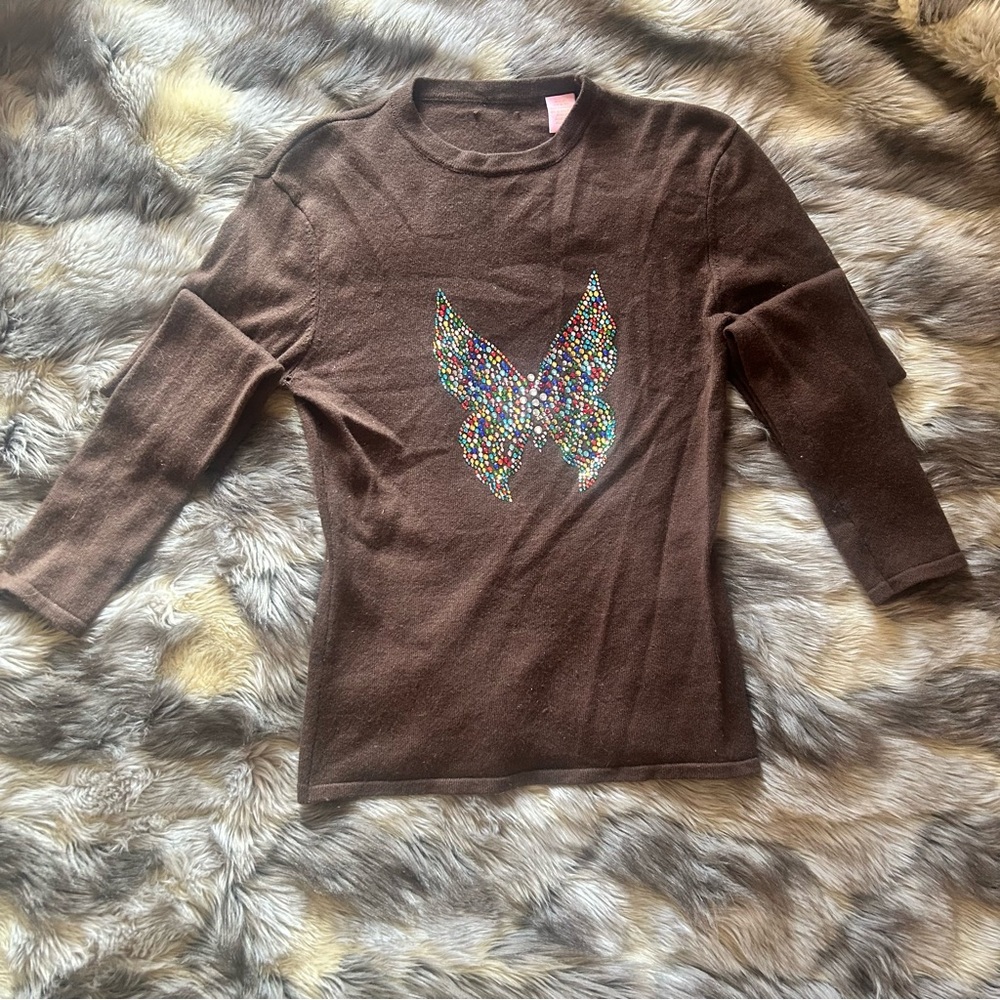 Evolve 100% Butterfly Bling Cashmere Sweater